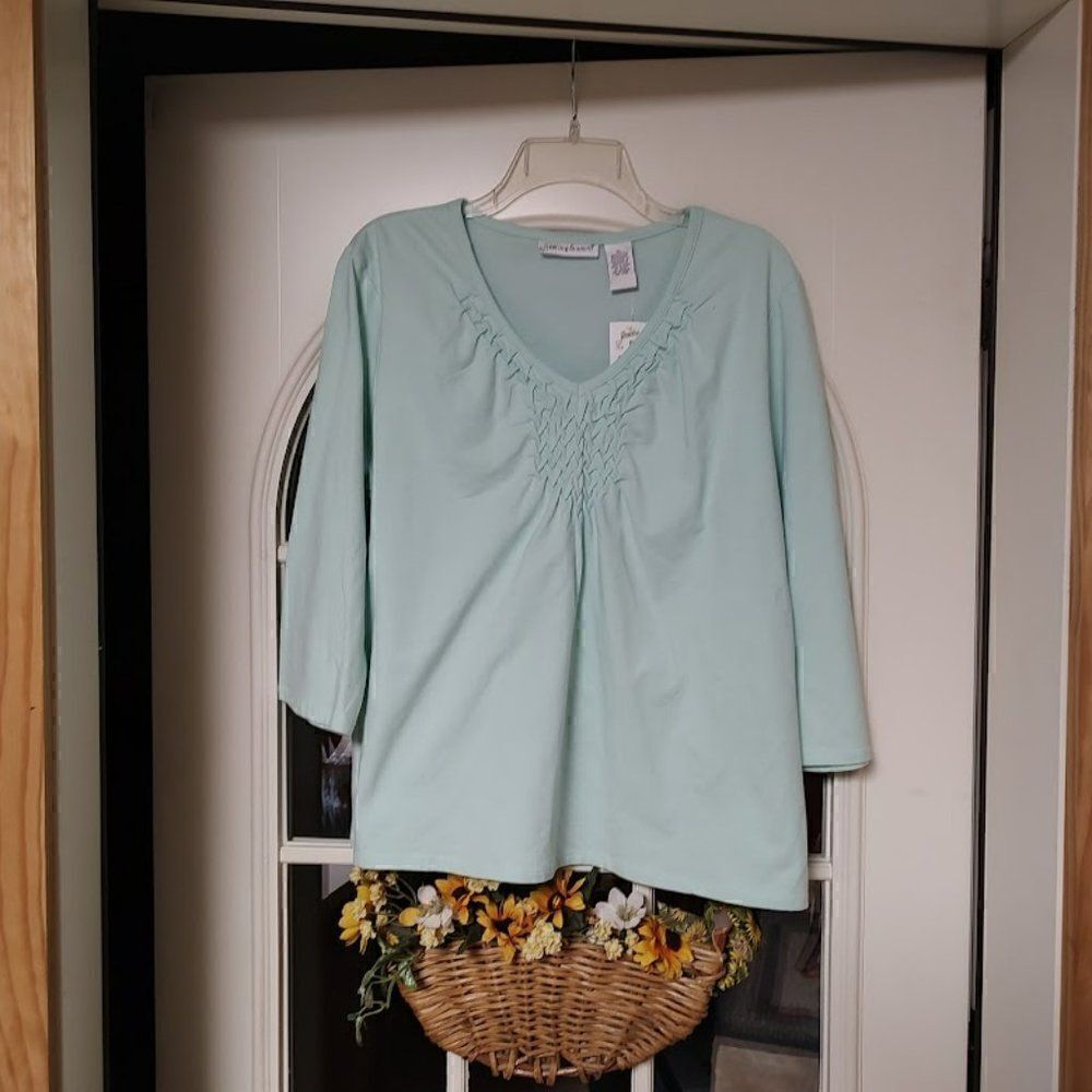 New Hasting & Smith Light Green 3/4 Sleeve Top Women's Size XL